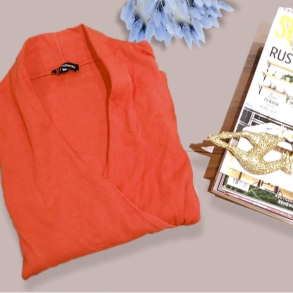 Vintage Le Chateau High Collar Surplice Wrap Knit Top In Scalet Red - Picture 6 of 16